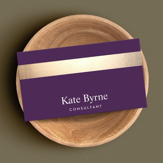 Gold Striped Modern Stylish Purple Business Card (Creator Uploaded)