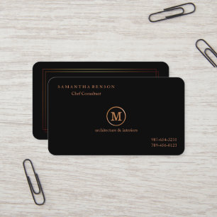 Gold Striped Monogrammed Modern Stylist Navy Blue Business Card