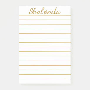 Gold Striped Personalised Post-it® Notes 4 x 6