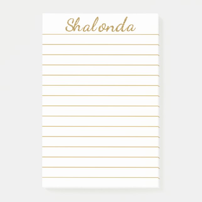 Gold Striped Personalised Post-it® Notes 4 x 6 (Front)