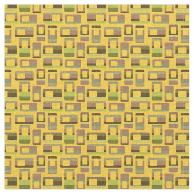 Gold Striped Rectangles  Fabric (Close Up)