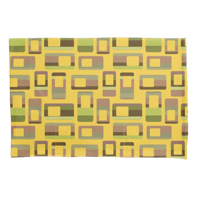 Gold Striped Rectangles  Pillowcase (Front)