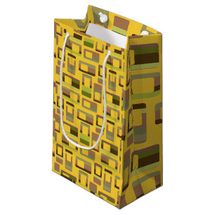 Gold Striped Rectangles Small Gift Bag