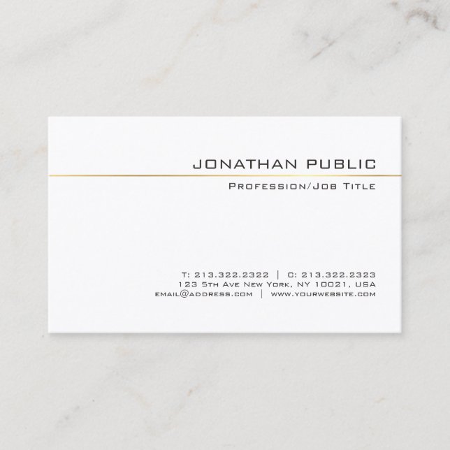 Gold Striped Simple Template Luxury Sophisticated Business Card (Front)