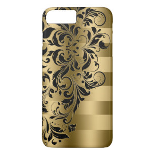 Gold Stripes & Black Floral Lace Case-Mate iPhone Case