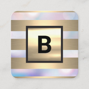 Gold Stripes   Bokeh   Lux Square Business Card