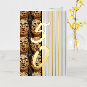 Gold stripes faces Pattern Foil Holiday Card