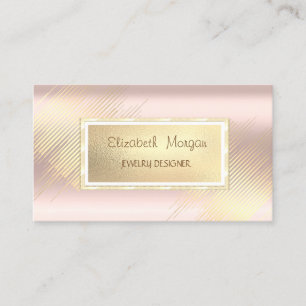 Gold Stripes,Frame Rose Gold Jewellery Designer Business Card