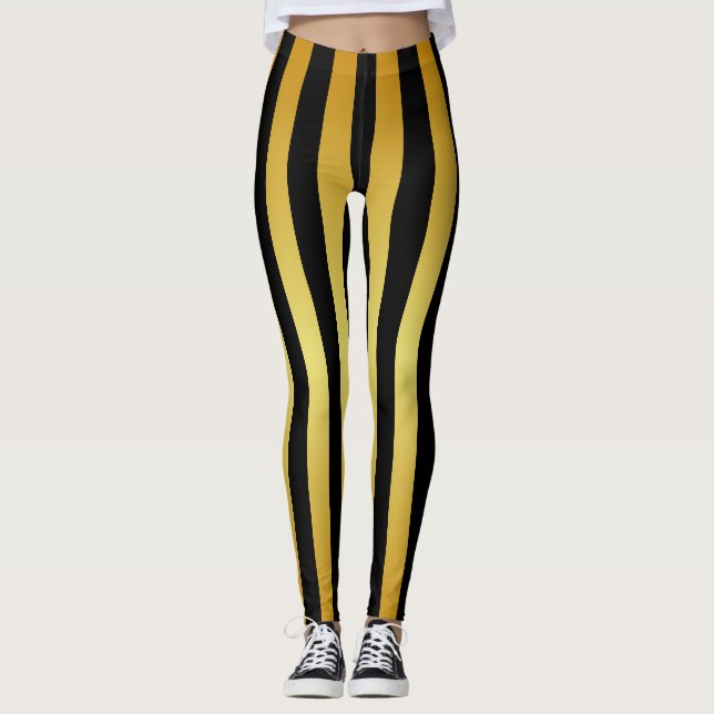 Gold Stripes on Your Colour Leggings (Front)