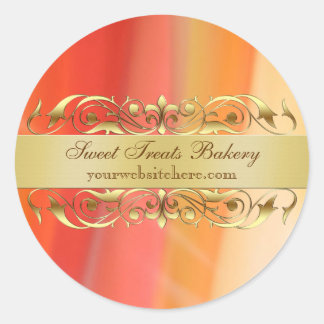 Gold Stripes Scroll Cupcake Baking Label Sticker
