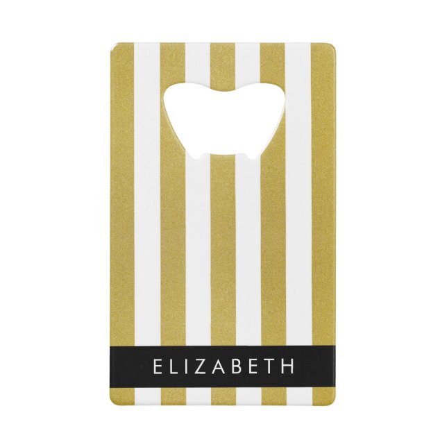 Gold Stripes, Striped Pattern, Lines, Your Name (Front)