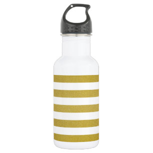 Gold Stripes, White Stripes, Striped Pattern 532 Ml Water Bottle