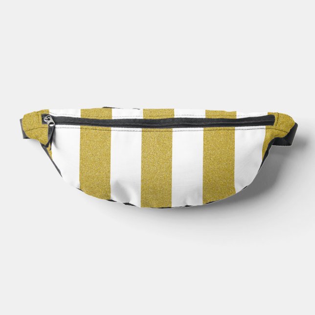 Gold Stripes, White Stripes, Striped Pattern Bum Bags (Lay Down)