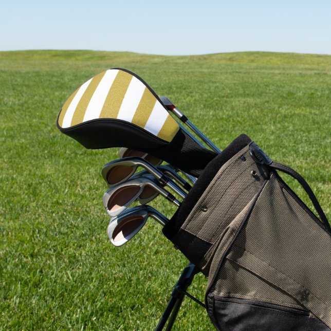 Gold Stripes, White Stripes, Striped Pattern Golf Head Cover (In Situ)