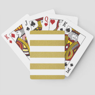 Gold Stripes, White Stripes, Striped Pattern Playing Cards