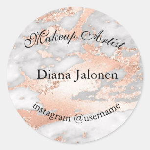 Gold Strokes Marble Beauty Shop Rose Spa Makeup Classic Round Sticker