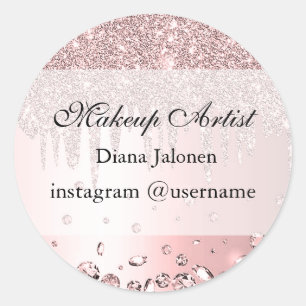 Gold Strokes Marble Beauty Shop Rose Spa Makeup  Classic Round Sticker