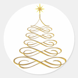 Gold Stylised Christmas Tree Stickers
