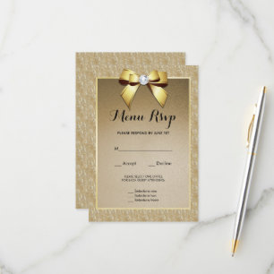 Gold & Stylish Gem Wedding Menu RSVP