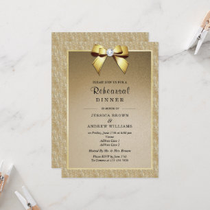 Gold & Stylish Gem Wedding Rehearsal Dinner Invitation