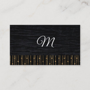 Gold Stylish Pattern Velvet Black with Monogram Business Card