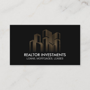 Gold Stylish Real Estate Properties Business Card