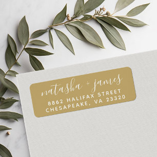 Gold Stylish Script Wedding Return Address