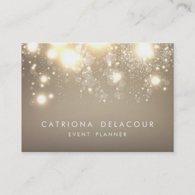 Gold Subtle Glitter Bokeh Business Card | Chubby (Front)