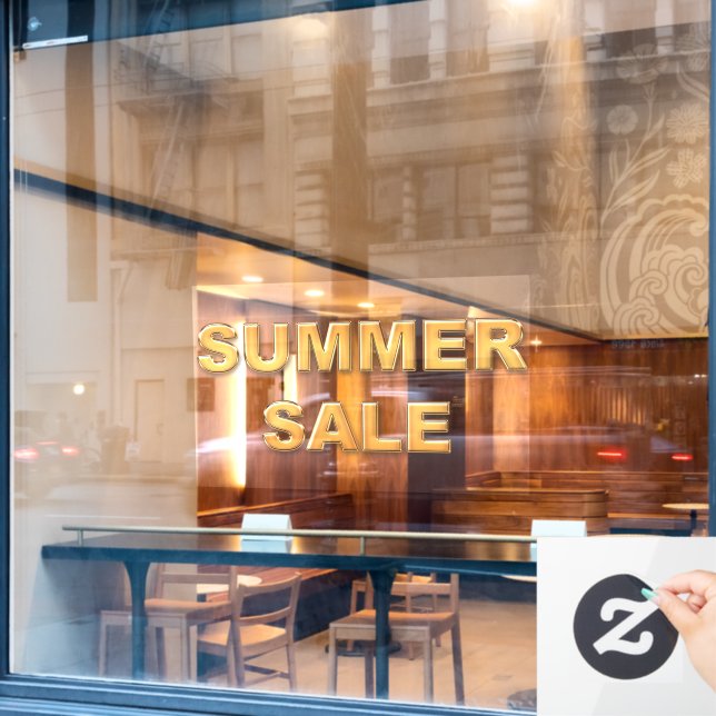 Gold SUMMER SALE Sign Window Cling (Cafe Window)