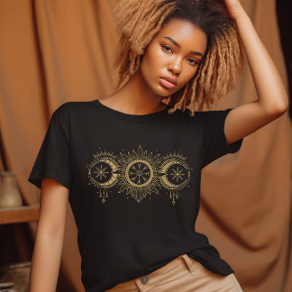 Gold Sun and Moon Design T-Shirt