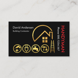 Gold Sun Building Rooftop Handyman Tools Business Card