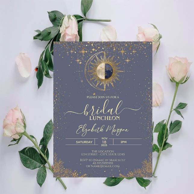 Gold Sun Celestial Stars  Bridal Shower Invitation (Creator Uploaded)