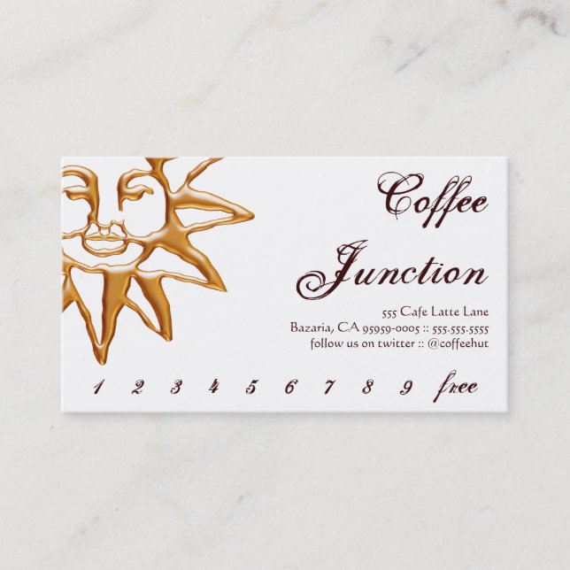 Gold Sun Coffee Drink Punch / Loyalty Card (Front)