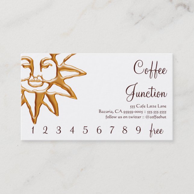 Gold Sun Coffee Drink Punch / Loyalty Card (Front)