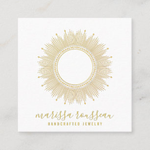 Gold Sun Faux Foil Mandala Black Jewellery Designe Square Business Card