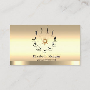 Gold Sun Girl Silhouette Yoga Instructor Business Card