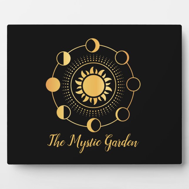 Gold Sun & Moon Phases Business Plaque (Front)