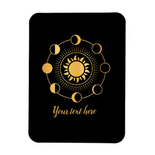 Gold Sun & Moon Phases Customisable Magnet