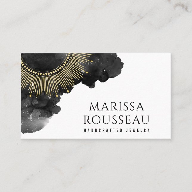 Gold Sunburst Celestial Jewellery Designer Business Card (Front)