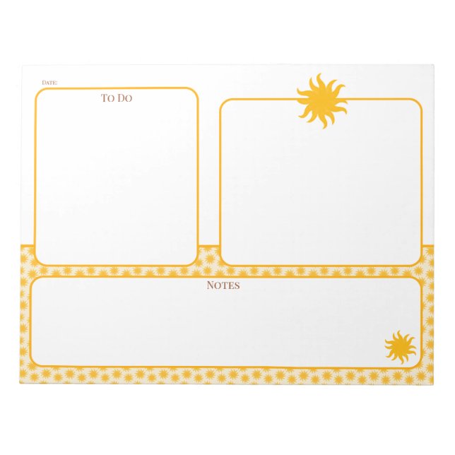  Gold Sunburst To Do Notes Notepad (Front)