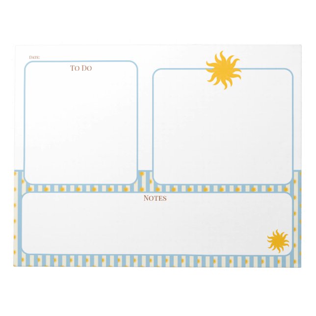 Gold Sunburst To Do Notes Planner Pad (Front)