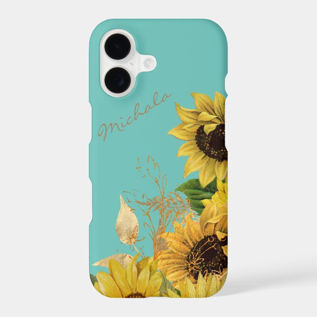 Gold Sunflower Bouquet on Sky Blue (Back)