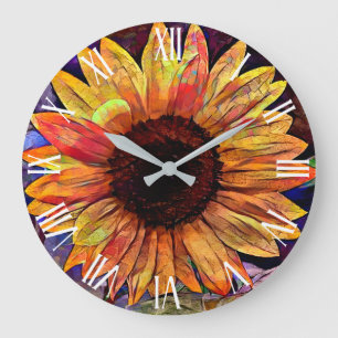 Gold Sunflower Elegant Collection Large Clock