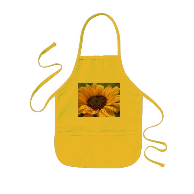 Gold Sunflower "Flower Girl" Kids Apron (Front)