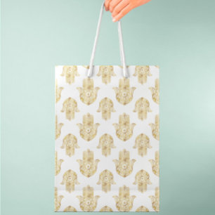 Gold Sunflower Hamsa Hand Medium Gift Bag
