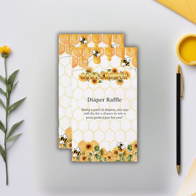 Gold Sunflower Honeycomb Honeybee Baby Shower Enclosure Card (Creator Uploaded)
