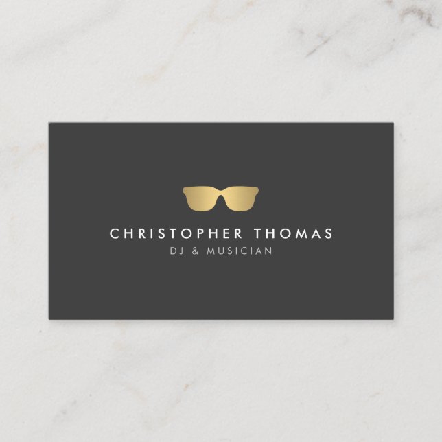 Gold Sunglasses DJ Business Card (Front)