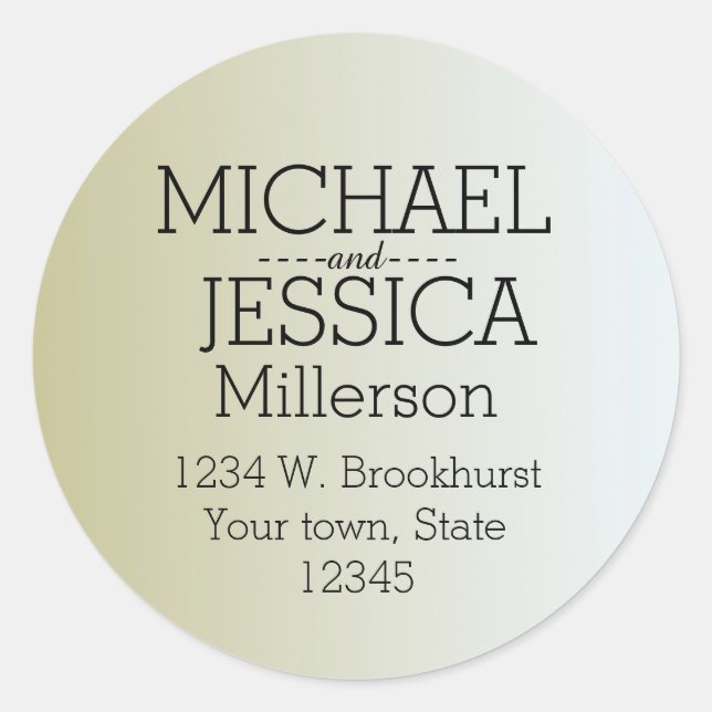 Gold Sunrise Personalised address Classic Round Sticker (Front)