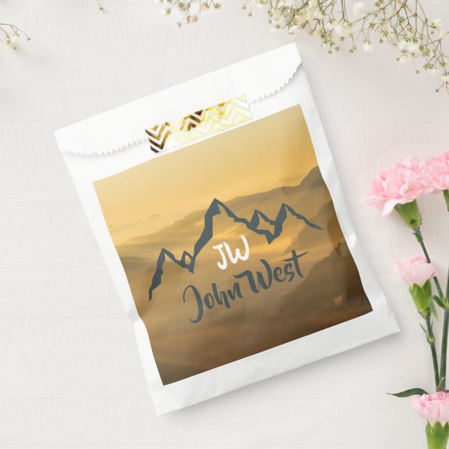 Gold sunrise personalizable mountains monogram favour bags (Sealed)