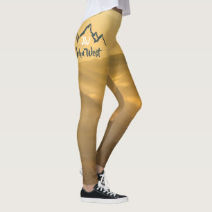 Gold sunrise personalizable mountains monogram leggings